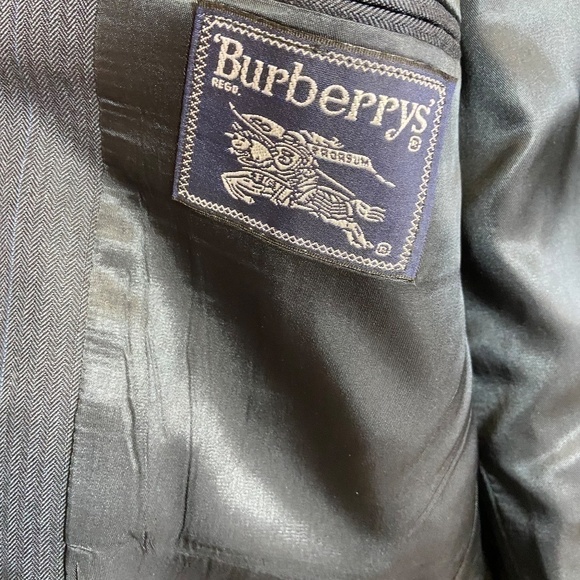 VTG Burberrys Mens Two Button Sport Jacket Navy Blue 100% Pure Wool Classic USA - Picture 5 of 15